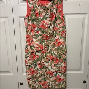 Connected Apparel Pink and Green Sheath Dress for Wedding Guests